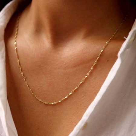 Singapore Gold plated chain necklace for women, Brass handmade jewelry